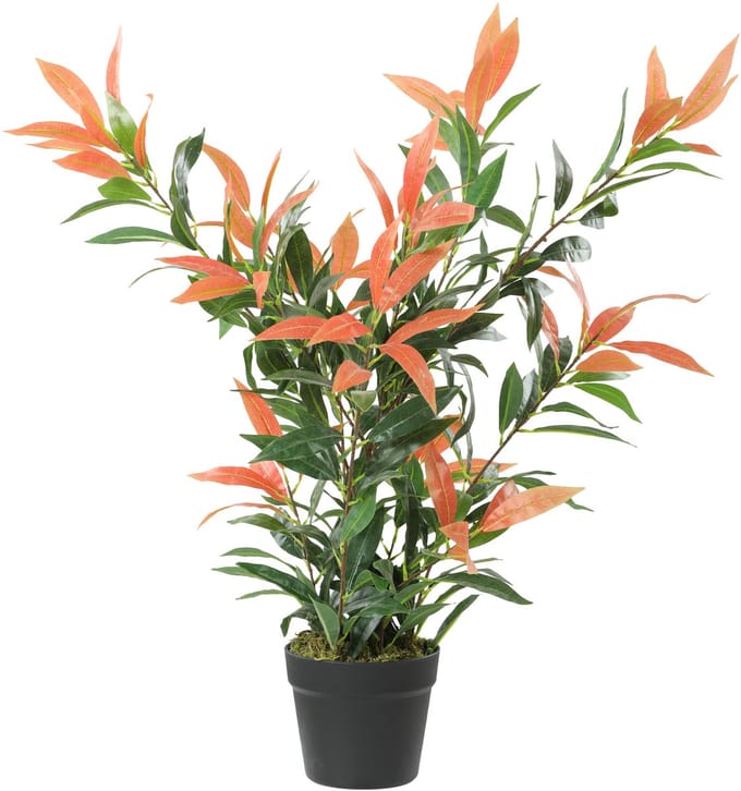 Homcom Artificial Plants-Kunststof, Cement-45L x 45B x 90H cm-Rood+Groen