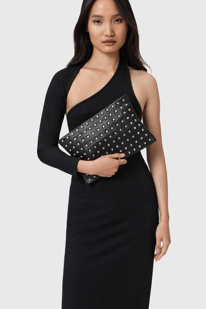 AllSaints Bettina Emb Clutch Black Maat: OS | Clutches Outlet | Dames | Zwart