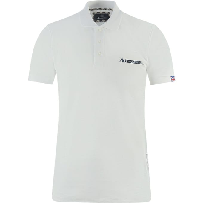 Aquascutum Boxed Logo White Polo Shirt
