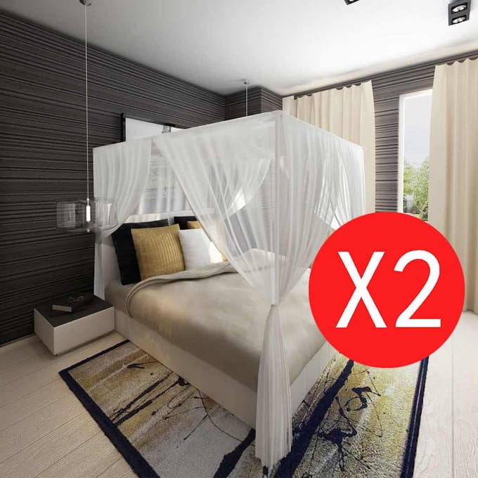 vidaXL - Klamboe - vierkant - met - 3 - openingen - 2 - st