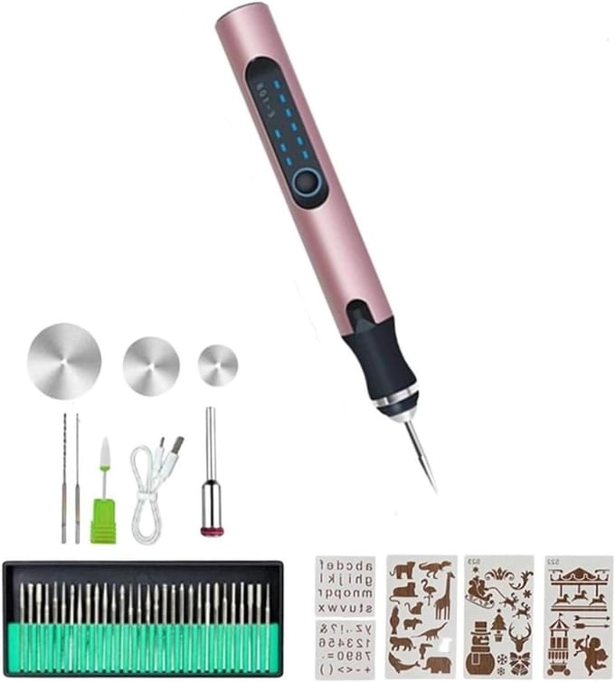 Graveerstift - Graveerpen Elektrisch - Personaliseren Objecten - Draadloos Oplaadbaar - 50 Gram - Roze