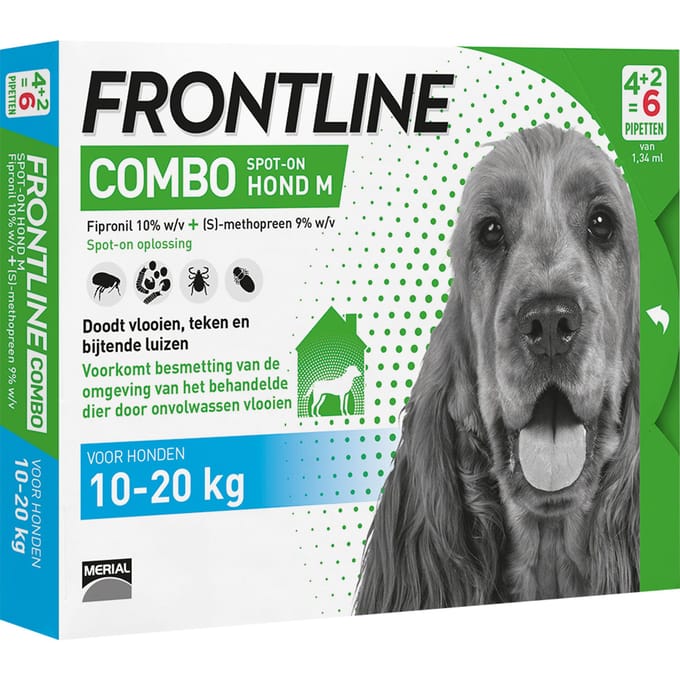 Frontline Combo - Anti vlooien- en tekenmiddel - M - 10-20kg - 6st