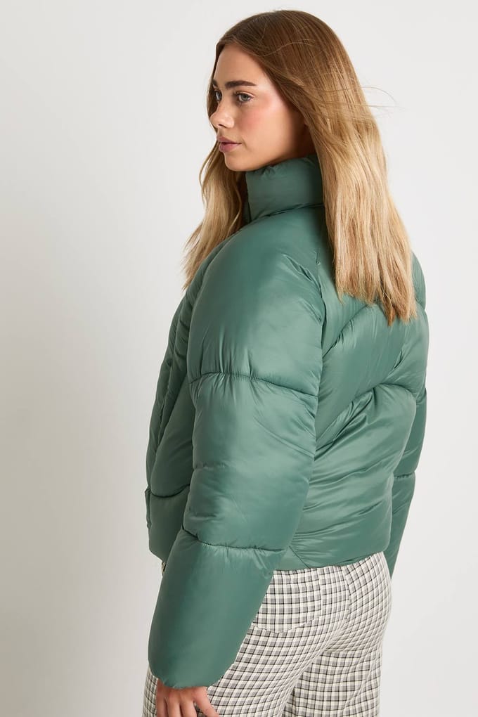 boohoo Dames Quilt Detail Puffer Jas | Green | Maat: 14