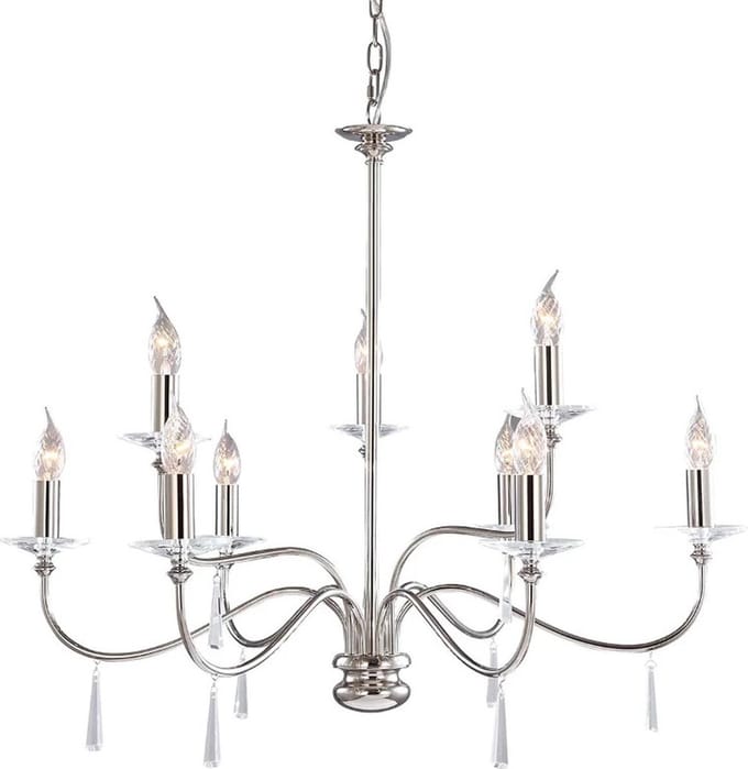 Elstead Lighting LED Kroonluchter | 9X E14 Max 60W | Dimbaar | Polished Nickel
