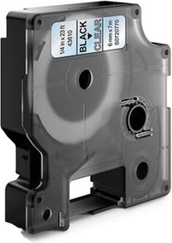 Dymo D1 Compatible 43610 (S0720770) tape zwart op transparant 6 mm x 7 m