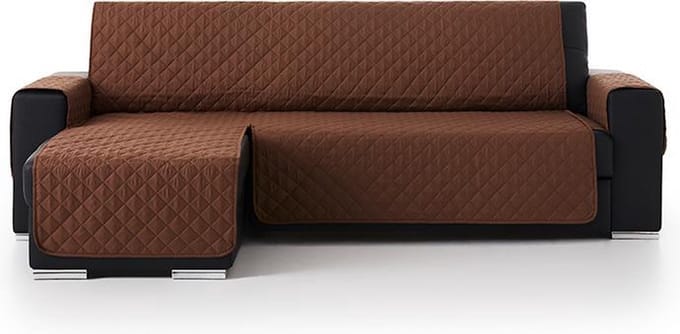 Duo quilt Chaise Longue links - Bankbeschermer - 280cm breed - Bruin - OekoTex keurmerk