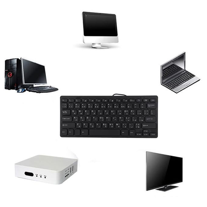 Bedraad mini draagbaar Arabisch toetsenbord USB-interface voor desktopcomputer Ultradun 78 toetsen wit