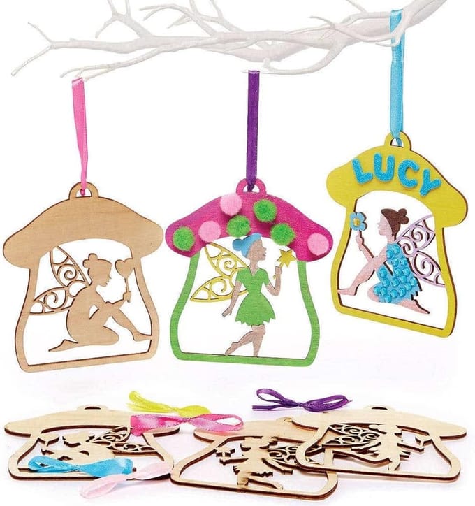 Houten Fee Decoraties Set van 10 - Knutselmateriaal voor Kinderen
