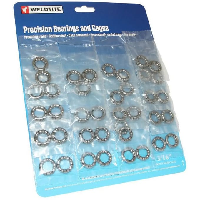 Set van 20 paar voornaafkogelkooien Weldtite 4,762 mm