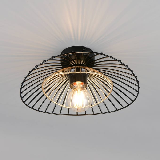 Reality Leuchten Plafondlamp Lauris, matzwart, Ø 30 cm, metaal, E27