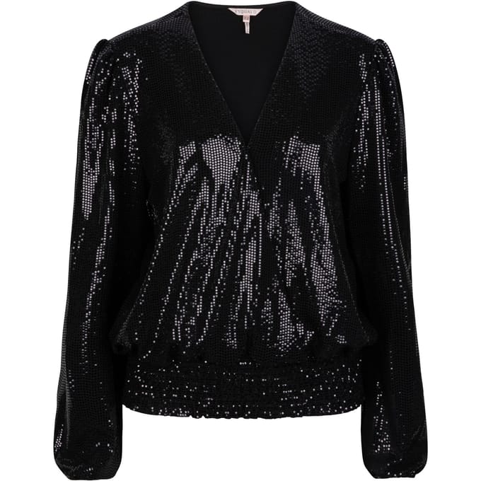 EsQualo Blouse Sequins Stretch Black Größe: 36 | Blusen Outlet | Damen | Schwarz