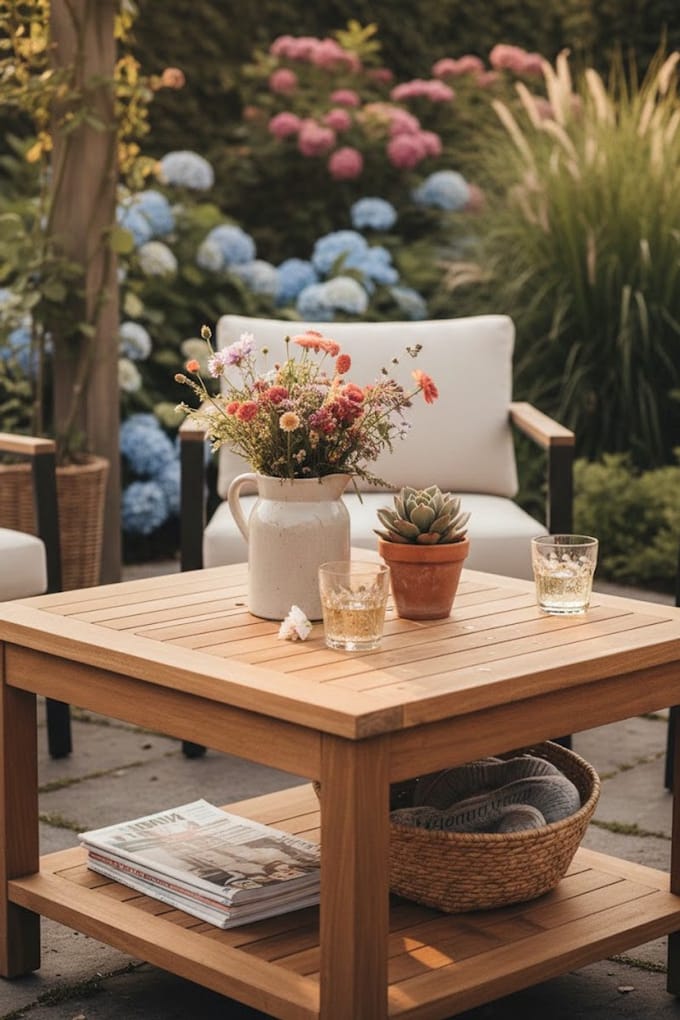 Teakea - Bijzettafel teak 60 x 60 x 45 cm - met onderblad