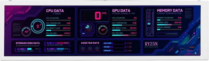 8.8 Inch IPS Computer Datadisplay USB C Monitor voor PC Systeemmonitoring