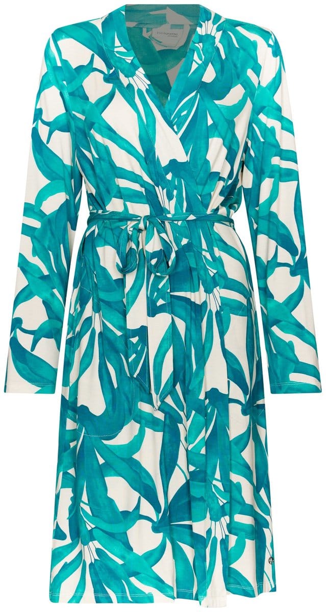 Pastunette Premium - Kimono - Emerald Oasis - Viscose - Ecru/Turquoise - Maat S
