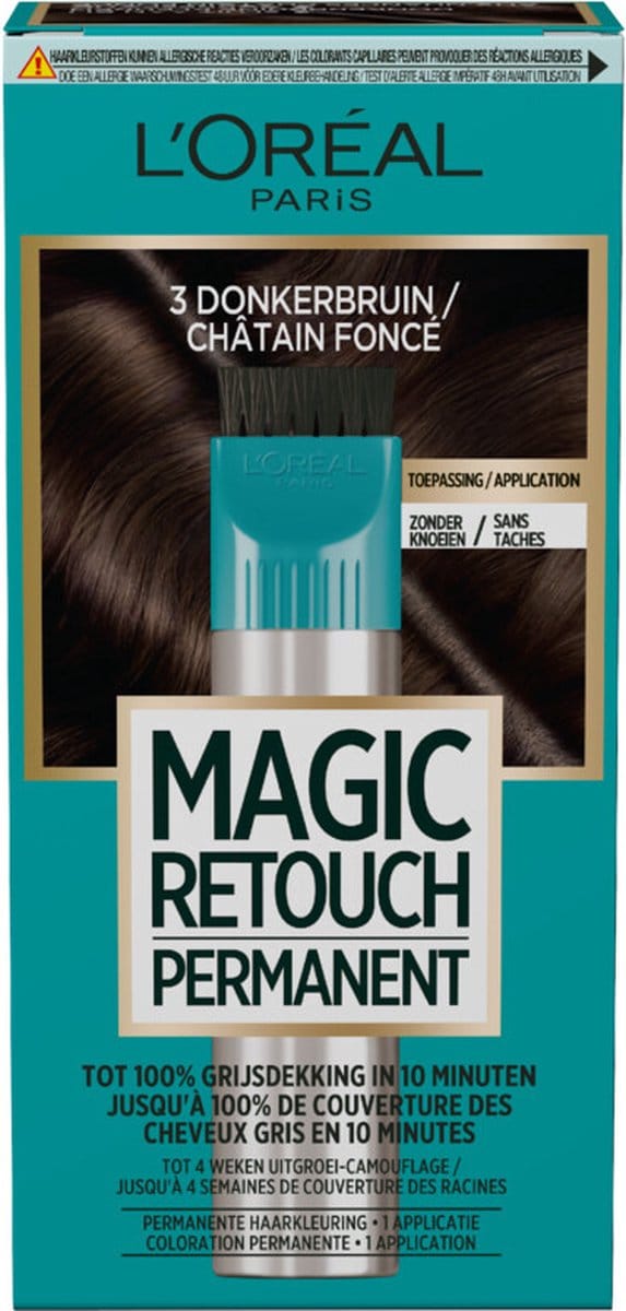 L'Oréal Magic Retouch Permanent 3 Donkerbruin - 3 x 95 gr - Voordeelverpakking