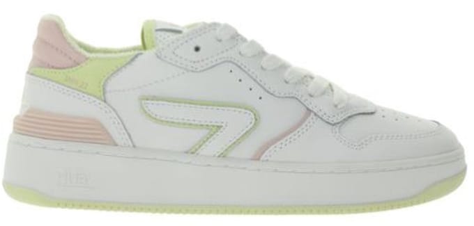 HUB | Dames | Sneakers | Smash L31 | Wit – Roze | Echt Leer | Terry Lining | Ventilerende Insole | Comfort & Premium Look | Maat 40 1/2