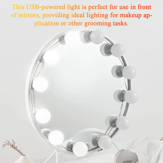 Spiegelkoplamp USB-make-uplamp Driekleurige dimspiegellamp Navulverlichting 6pcs