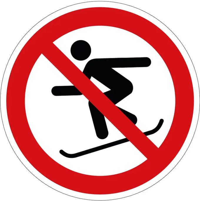 Snowboarden verboden verbodssticker - P077 | 10 cm