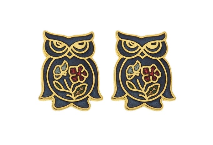 Behave - Oorringen dames - uilenmotief - blauw - 1,5 cm