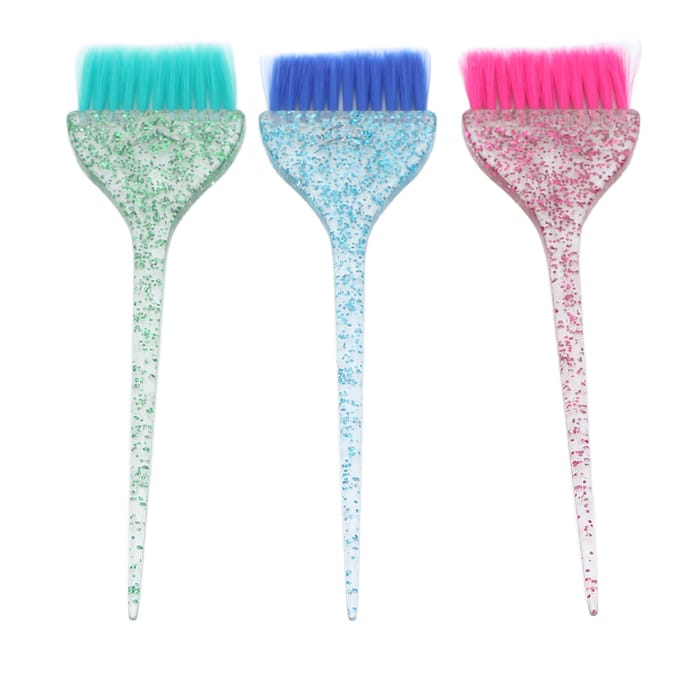 3-delige Haarkleur Borstel Set Transparante Verf Borstel Set met Lange Handgreep voor Salon Kapperszaak Gebruik white