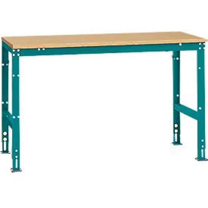 Manuflex basistafel UNIVERSAL Standaard, tafelblad multiplex, 1500 x 800, waterblauw