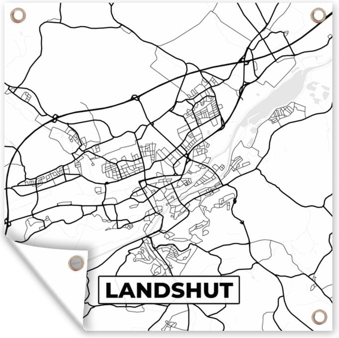 Tuindoek Landshut - Stadskaart - Kaart - Plattegrond - 100x100 cm