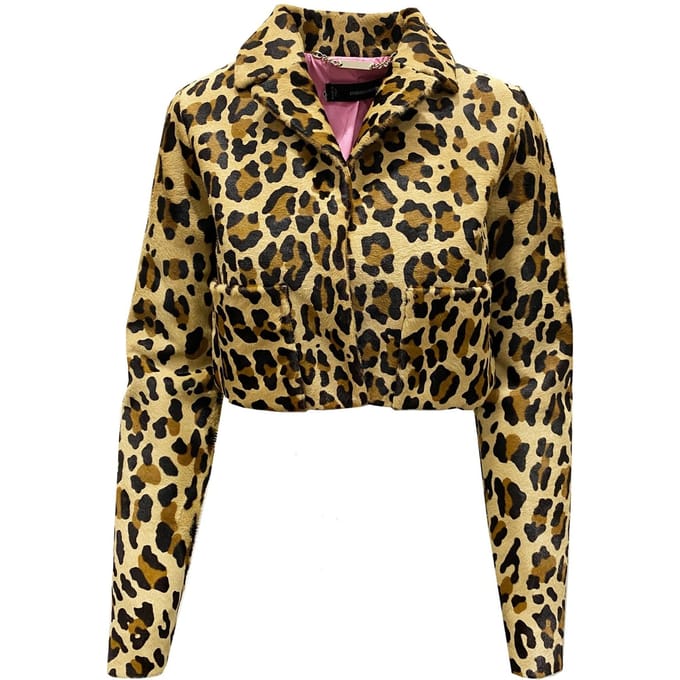 Dsquared2 Leopard Kalfshaar Cropped Jasje