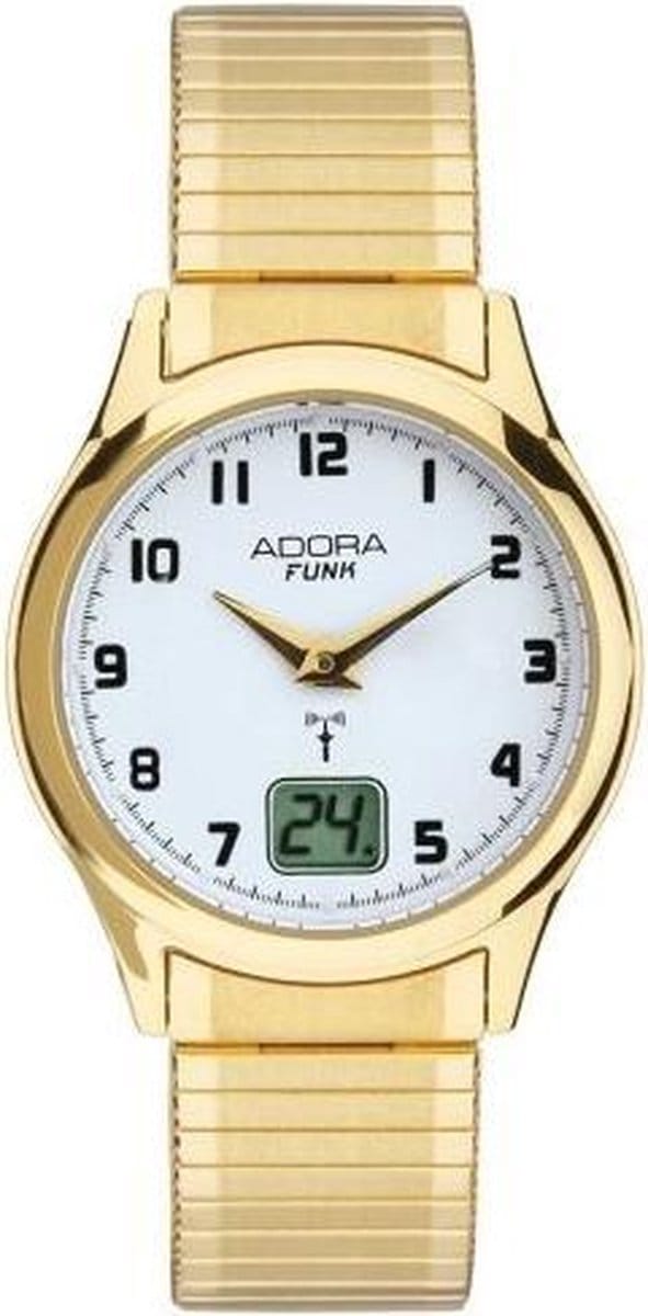 Radio controlled Adora dames horloge -goudkleurig,met rekband. AF7104