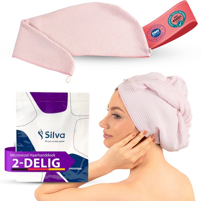 Silva - Haarhanddoek - Microvezel Handdoek voor Haar - 2 Stuks - Roze