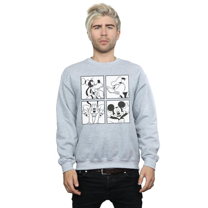 Disney Heren Mickey, Donald, Goofy en Pluto Boxed Sweatshirt (Sportgrijs)