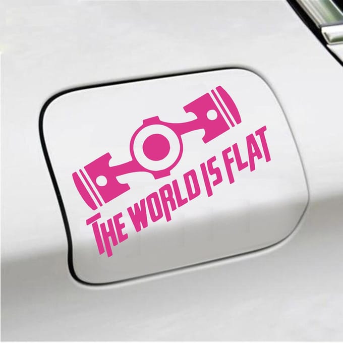 Bumpersticker - The World Is Flat - 14 X 19 - Roze