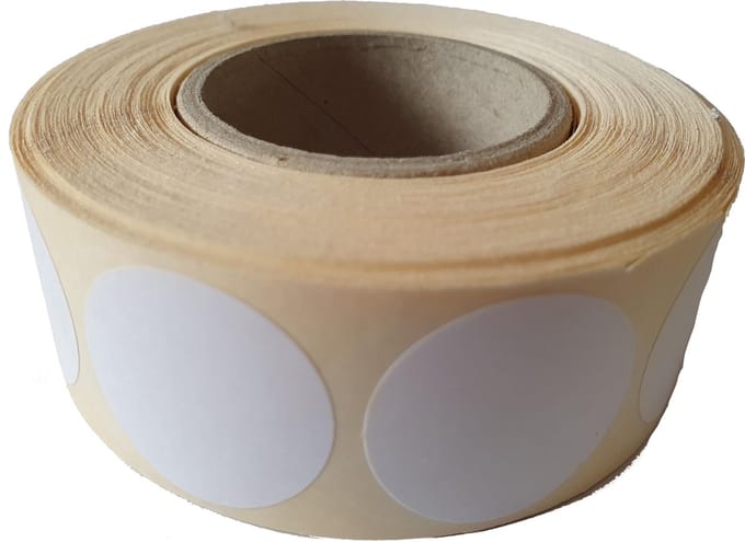 Blanco etiketten op rol - 25 mm rond - mat wit