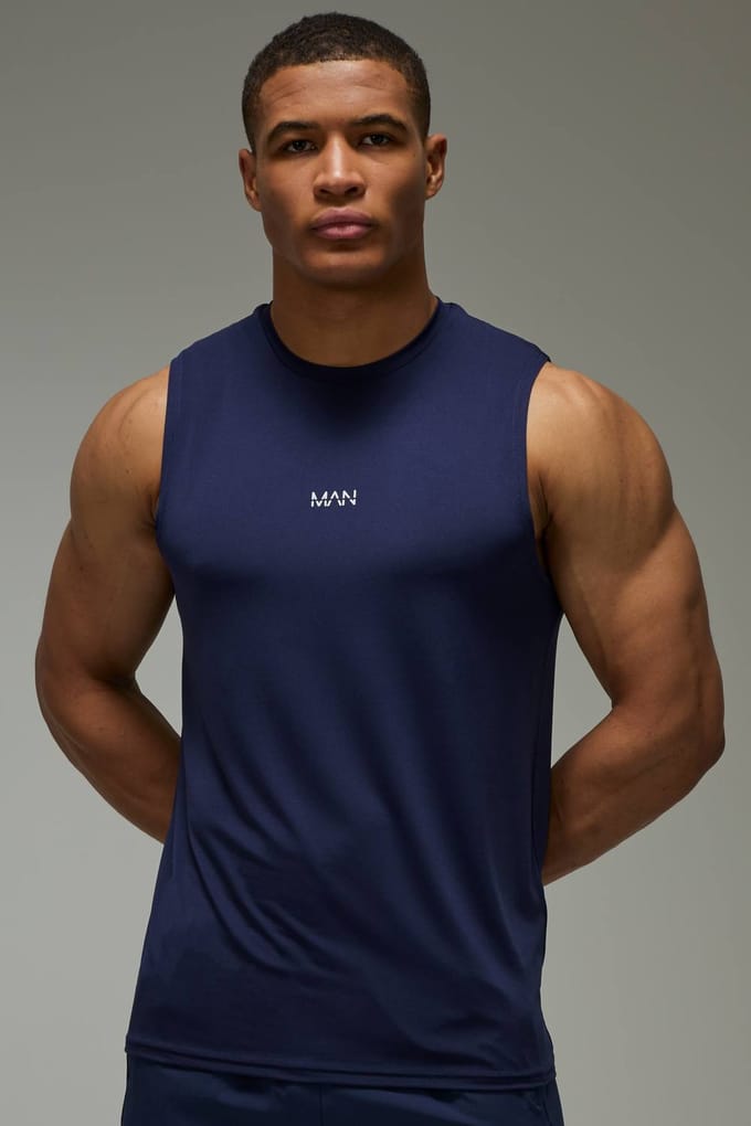 Heren Active Performance Regular Fit Tanktop | Navy | Size XS
