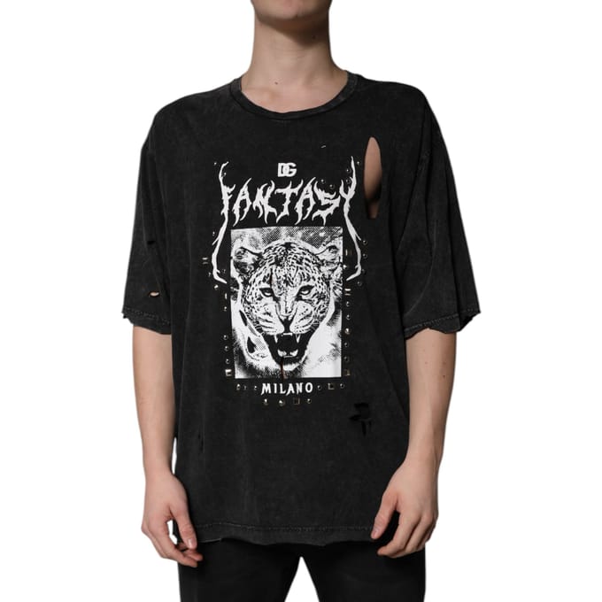 Leopard Grafische T-shirt Versleten