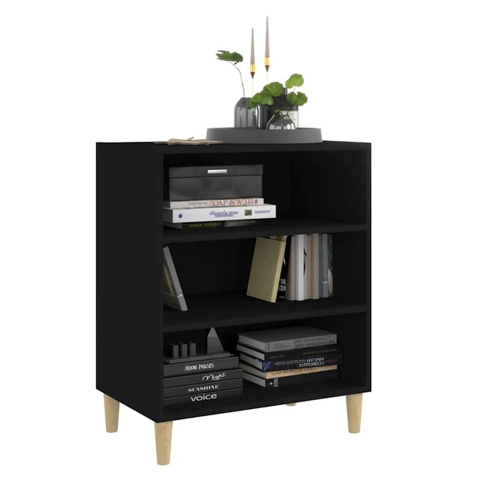 vidaXL - Dressoir - 57x35x70 - cm - bewerkt - hout - zwart