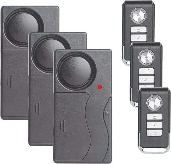 3 Pack Anti-Diefstal Trillingsalarm met Verstelbare Bewegingssensor en Afstandsbediening