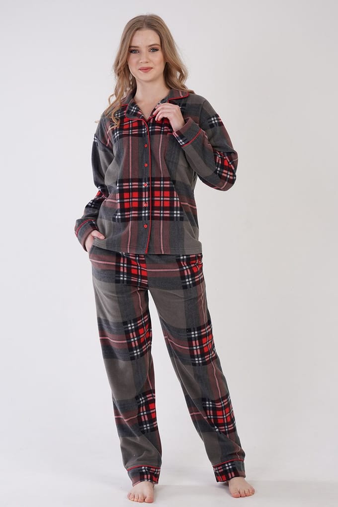 Vienetta - Dames Fleece Pyjama Set, Lange Mouwen - M