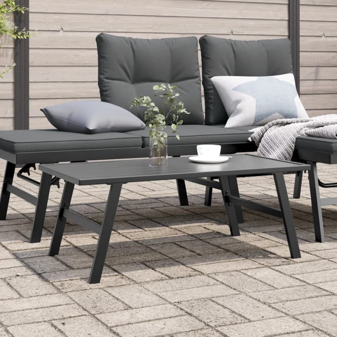 vidaXL - Tuintafeltje - 90x45x35 - cm - gepoedercoat - staal - zwart