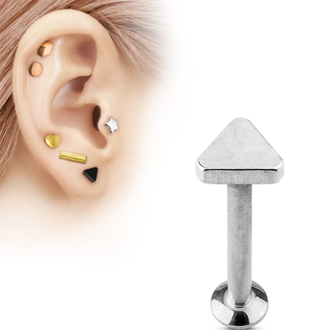 Piercing triangle 1.2x8 mm - zilver - LMPiercings