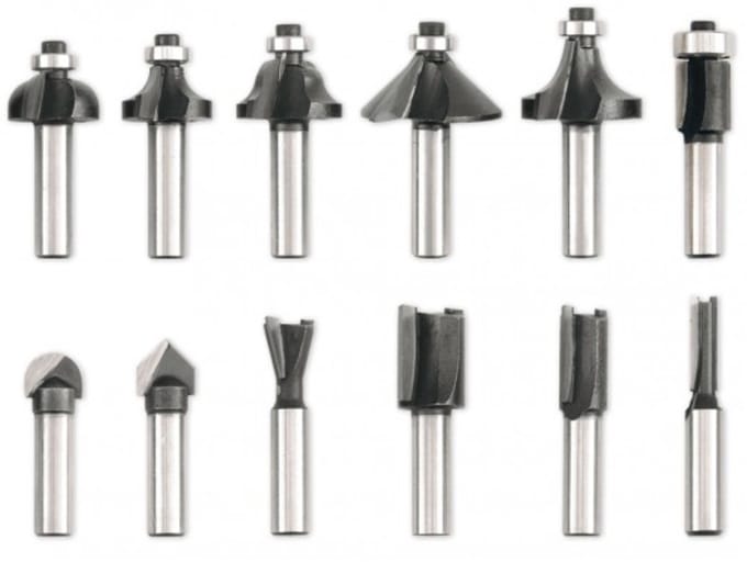 Vorel - Houtfrees Bitset - 12 Stuks - 8 mm Schacht - Voor Houtbewerking