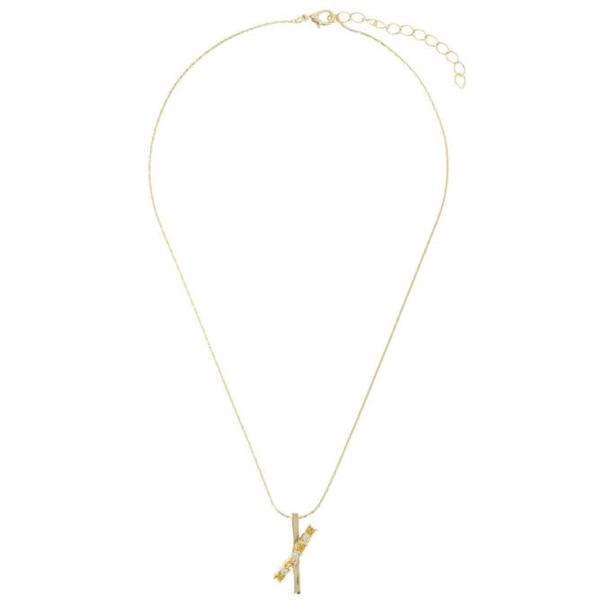 Behave – Ketting – Goudkleur met kristal – Vertakte hanger – 38+5 cm