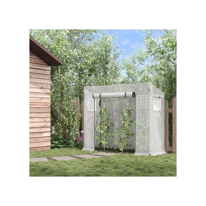 Plastic foliekas - MUVOE - 200×68×196 cm - oprolbare deur 120×145 cm - winddichte PVC-afdekking - stalen frame