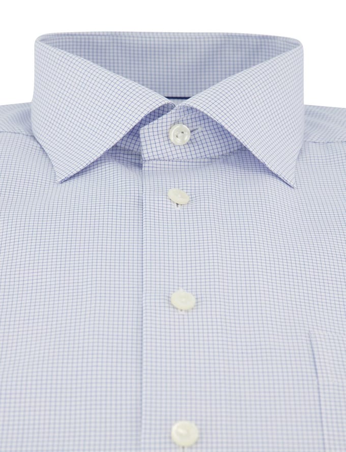 Classic Fit overhemd met borstzak Eton strijkvrij geruit lichtblauw
