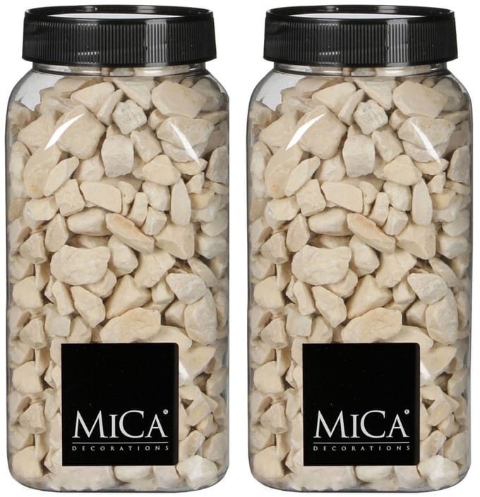 Mica Decorations decoratie steentjes - 2x - creme wit - 1 kilo - 650ml - hobby steentjes