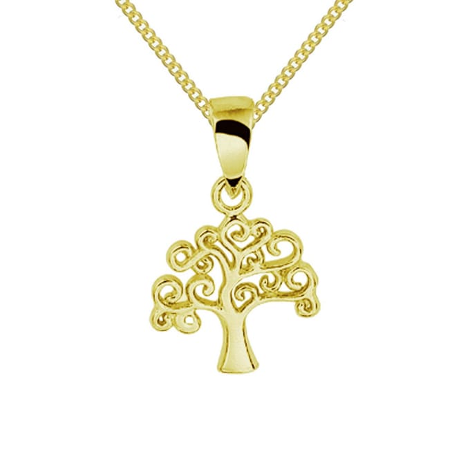 Montebello Ketting Levensboom - 925 Zilver Verguld- 10.5x13mm - 45cm