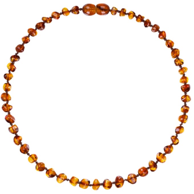 Wild Sun Barnsteen Ketting Kind - Amber Ketting - Baltische Barnsteen – 36 cm – Cognac