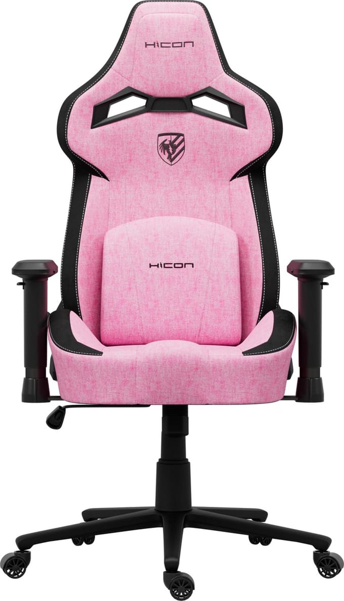 HICON® Luxe Ergonomische Gamestoel - Stoffen Bekleding - 4D Armleuningen - 200 kg - Hyper Serie - Striker - Roze