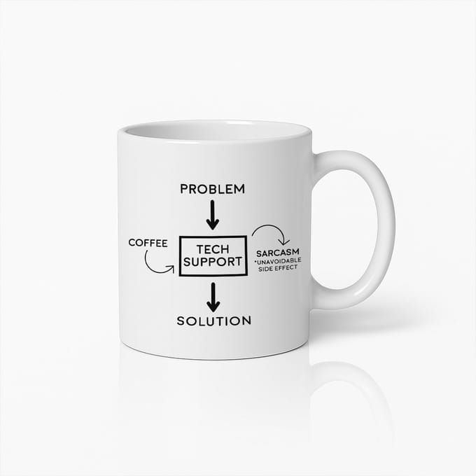 Tech Support Koffiemok 330ml – Grappig Sarcasme Cadeau Voor IT Professionals, Probleemoplosser Theebeker