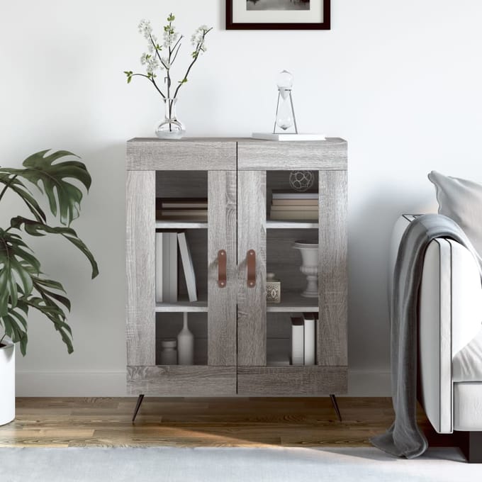 vidaXL - Dressoir - 69,5x34x90 - cm - bewerkt - hout - grijs - sonoma - eikenkleurig