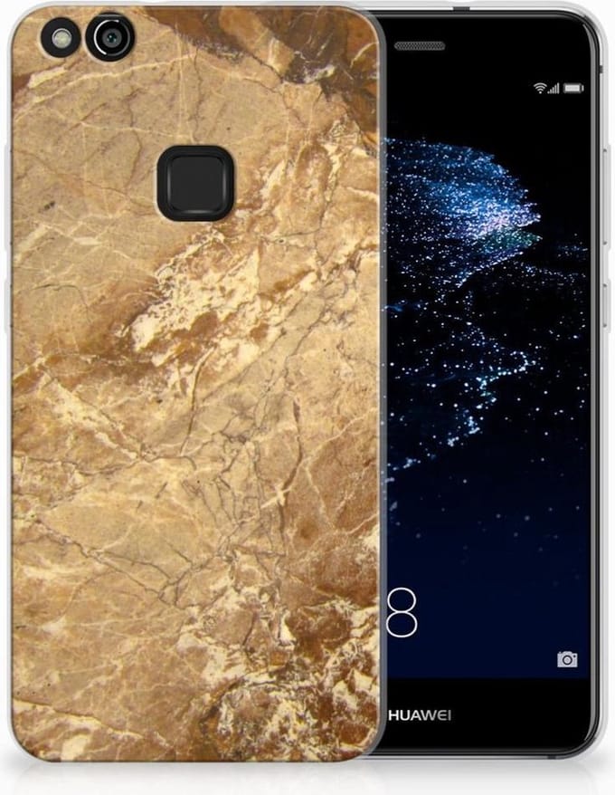 Huawei P10 Lite TPU Siliconen Hoesje Marmer Creme